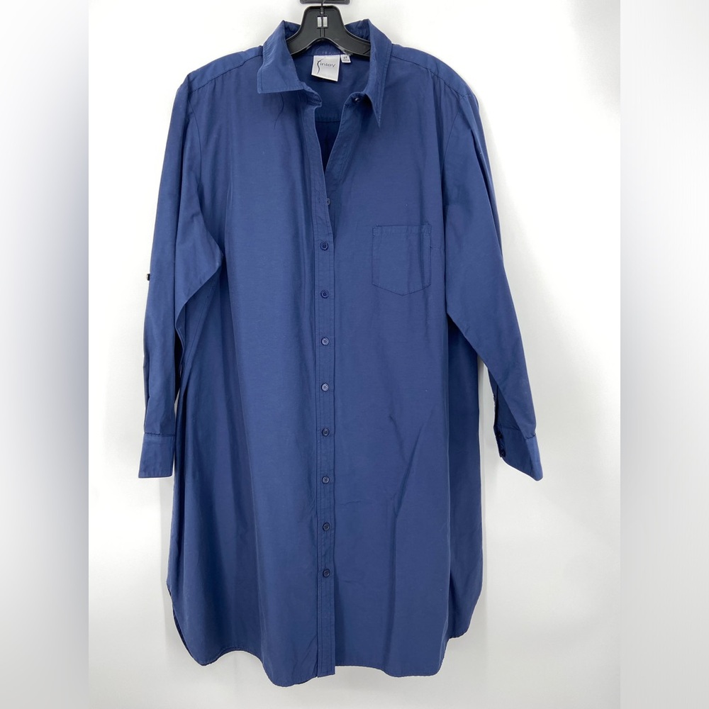 Finley Shirt Style Dress Button Down, Blue, Cotton‎ Blend, Size 2X